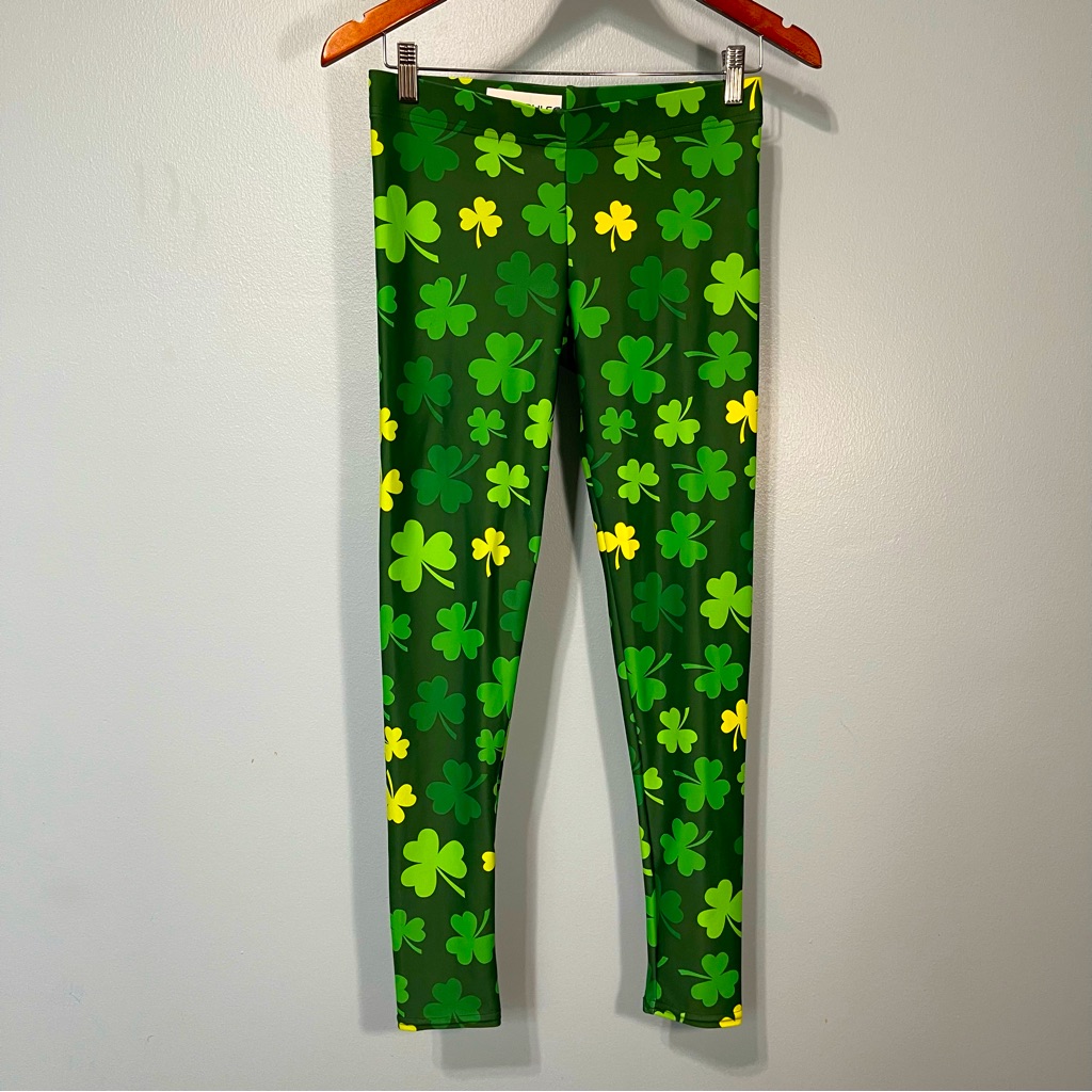 Women's Green Shamrock Print Leggings
